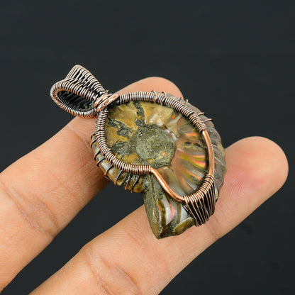 Copper Brown Ammonite Gemstone Pendant