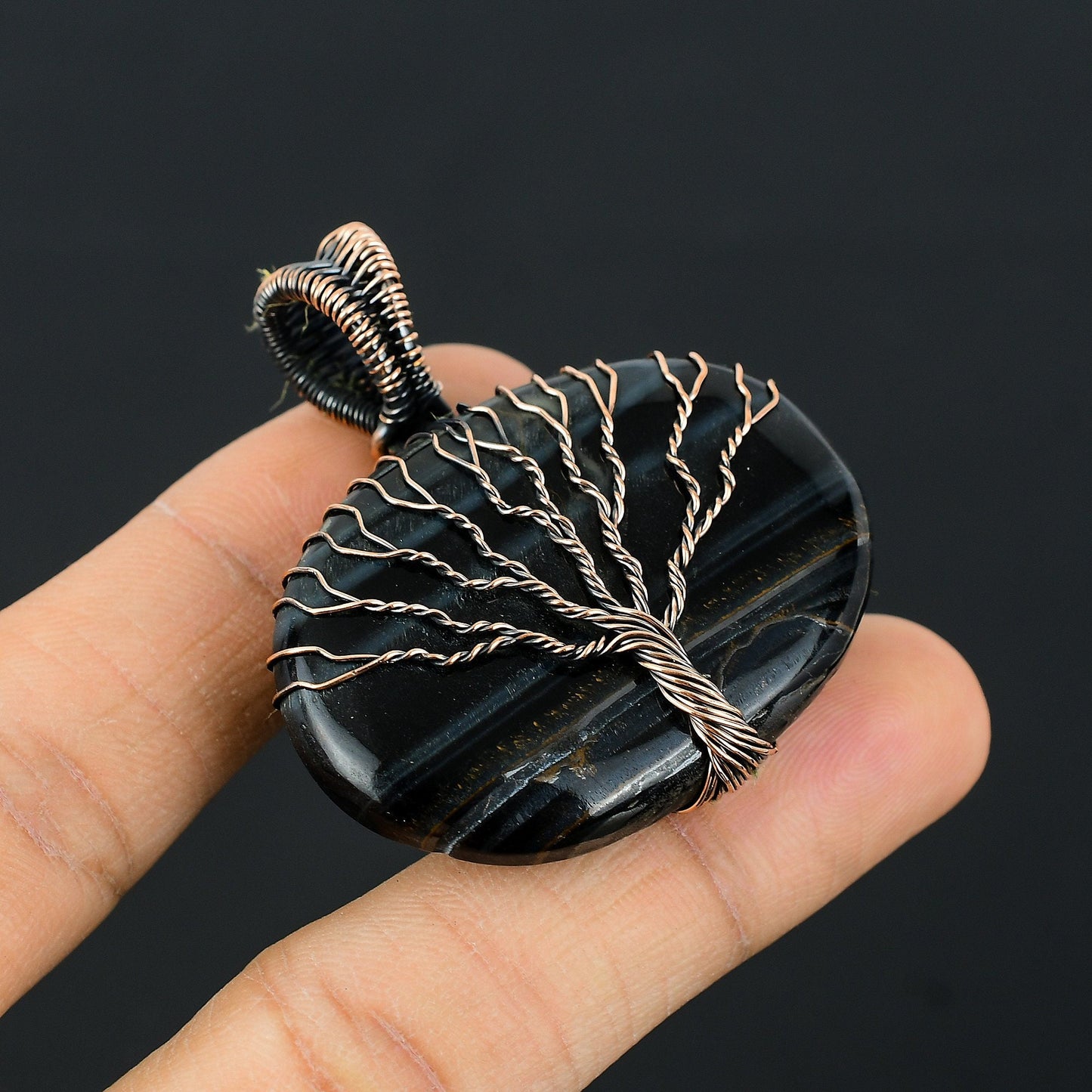 Blue Tiger Eye Gemstone Pendant