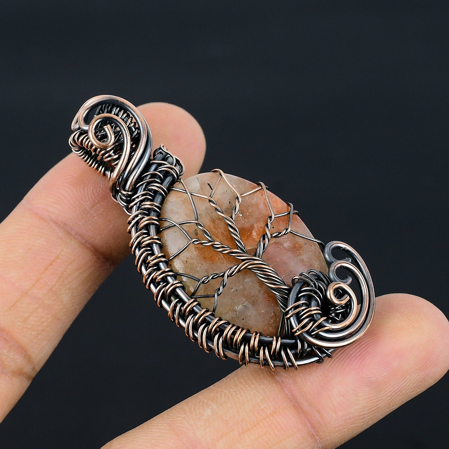 Copper Sunstone Gemstone Pendant