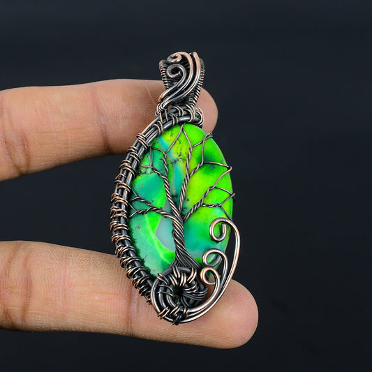 Green Dendrite Opal Gemstone Pendant