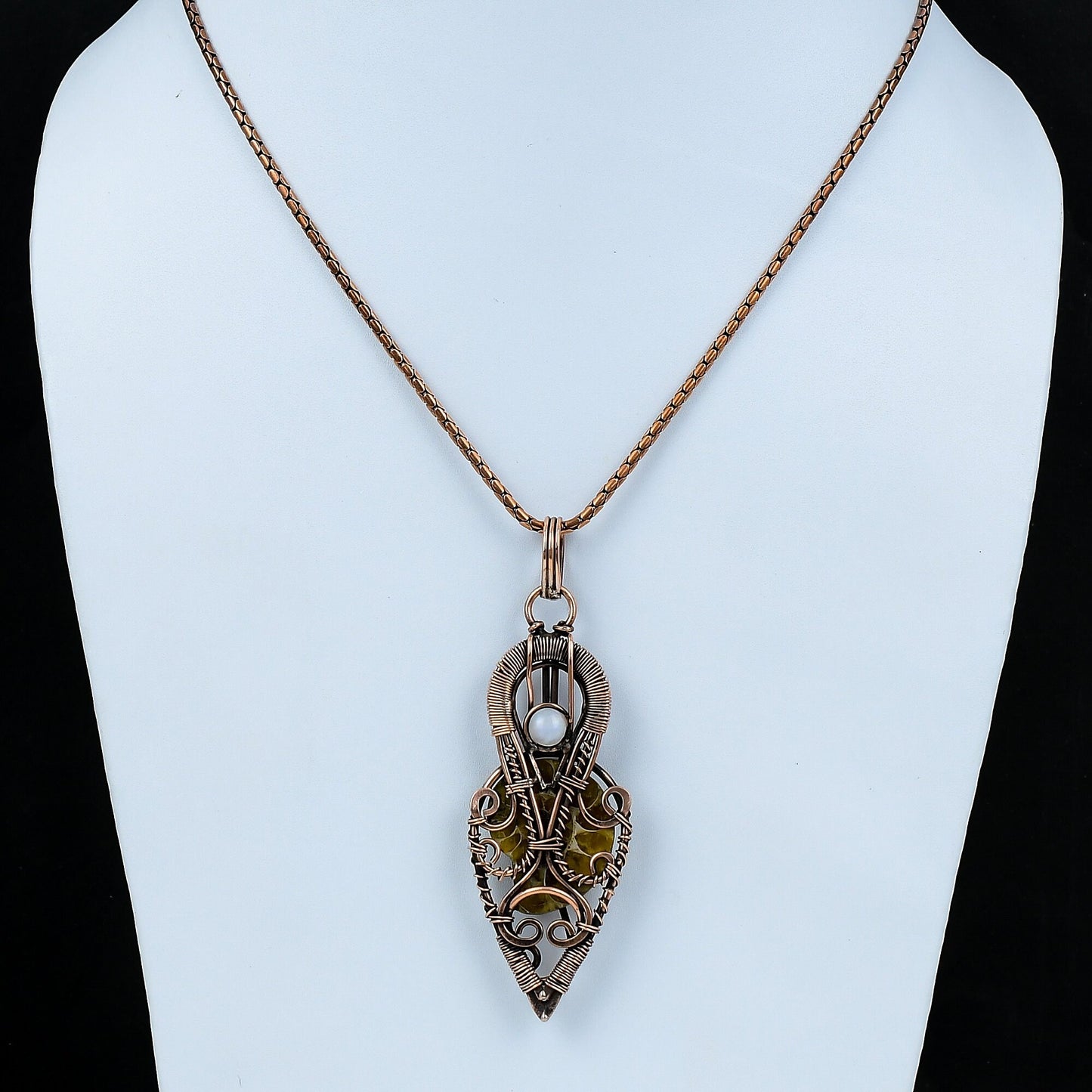Copper Ammonite Fossil Gemstone Pendant