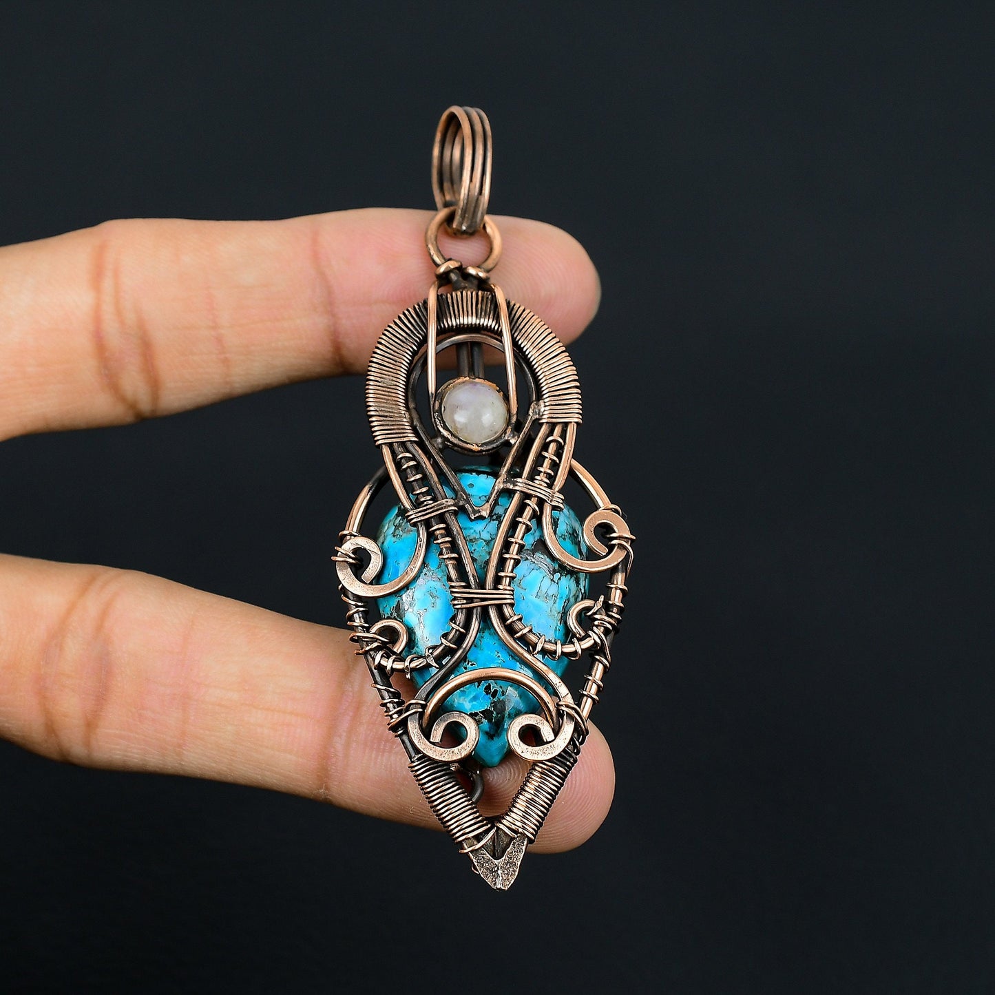 Turquoise Gemstone Copper Wire Pendant