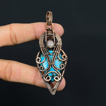 Turquoise Gemstone Copper Wire Pendant