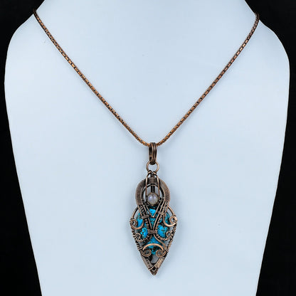 Turquoise Gemstone Copper Wire Pendant