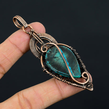 Turquoise Gemstone Copper Wire Pendant