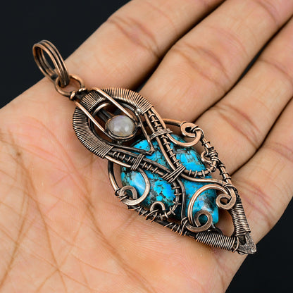 Turquoise Gemstone Copper Wire Pendant