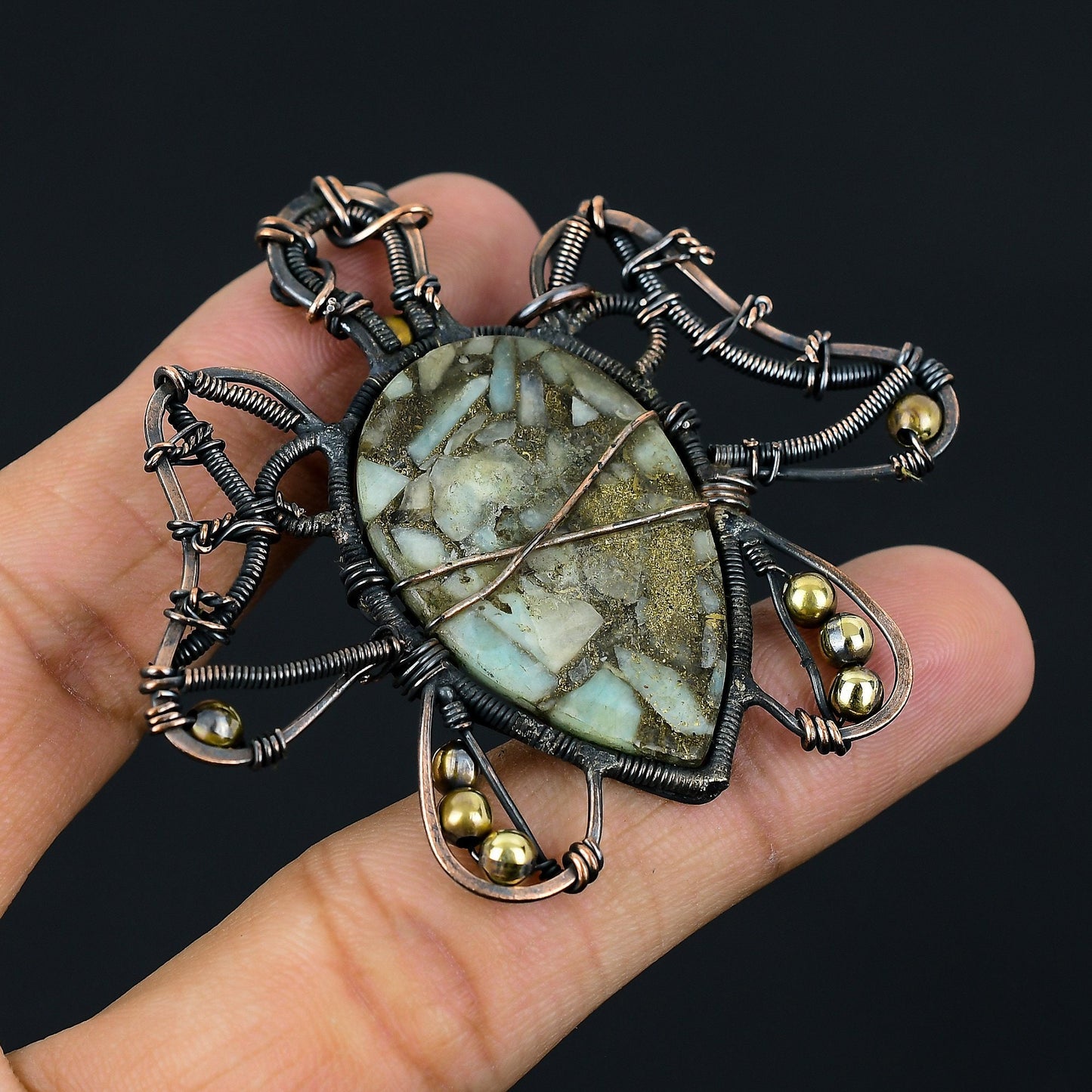 Copper Larimar Gemstone Pendant