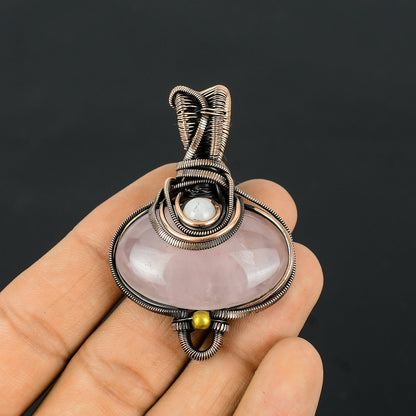 Pink Rose Quartz Gemstone Pendant