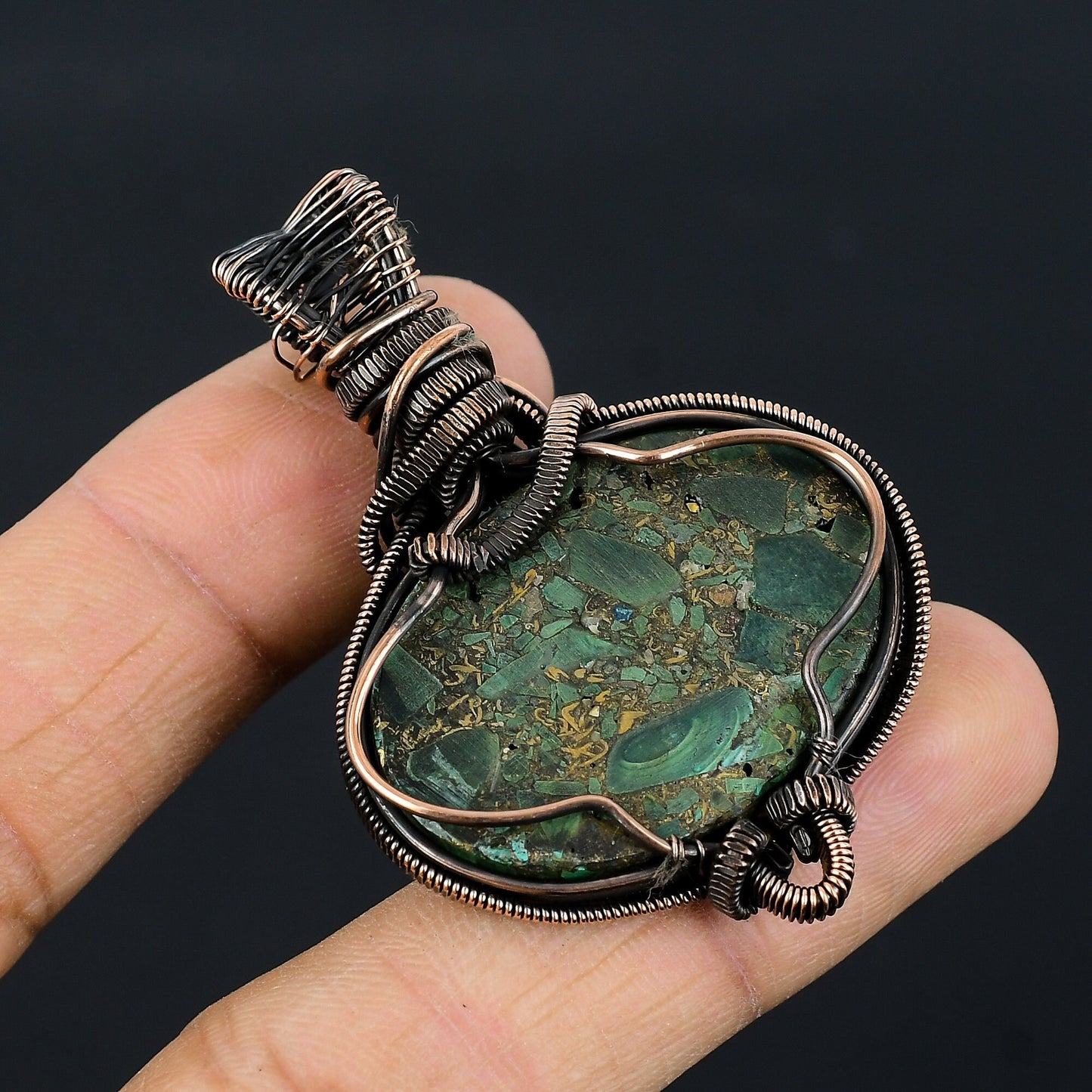 Green Malachite & Moonstone Gemstone Pendant