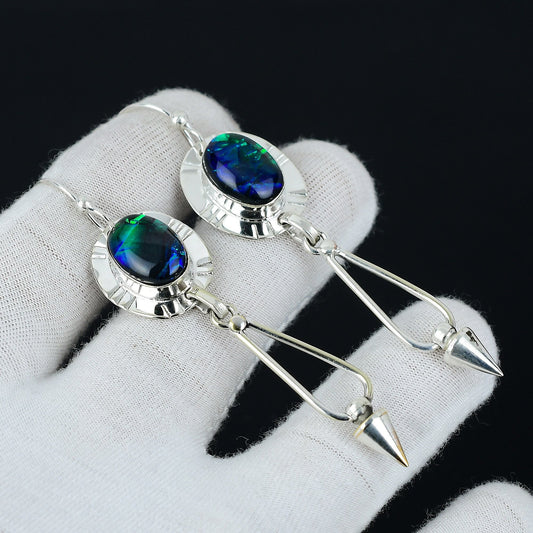 Blue Opal Gemstone Sterling Silver Earring