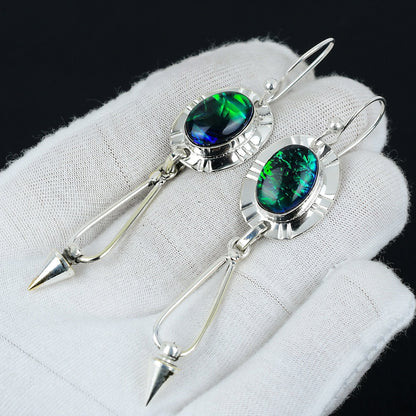 Blue Opal Gemstone Sterling Silver Earring