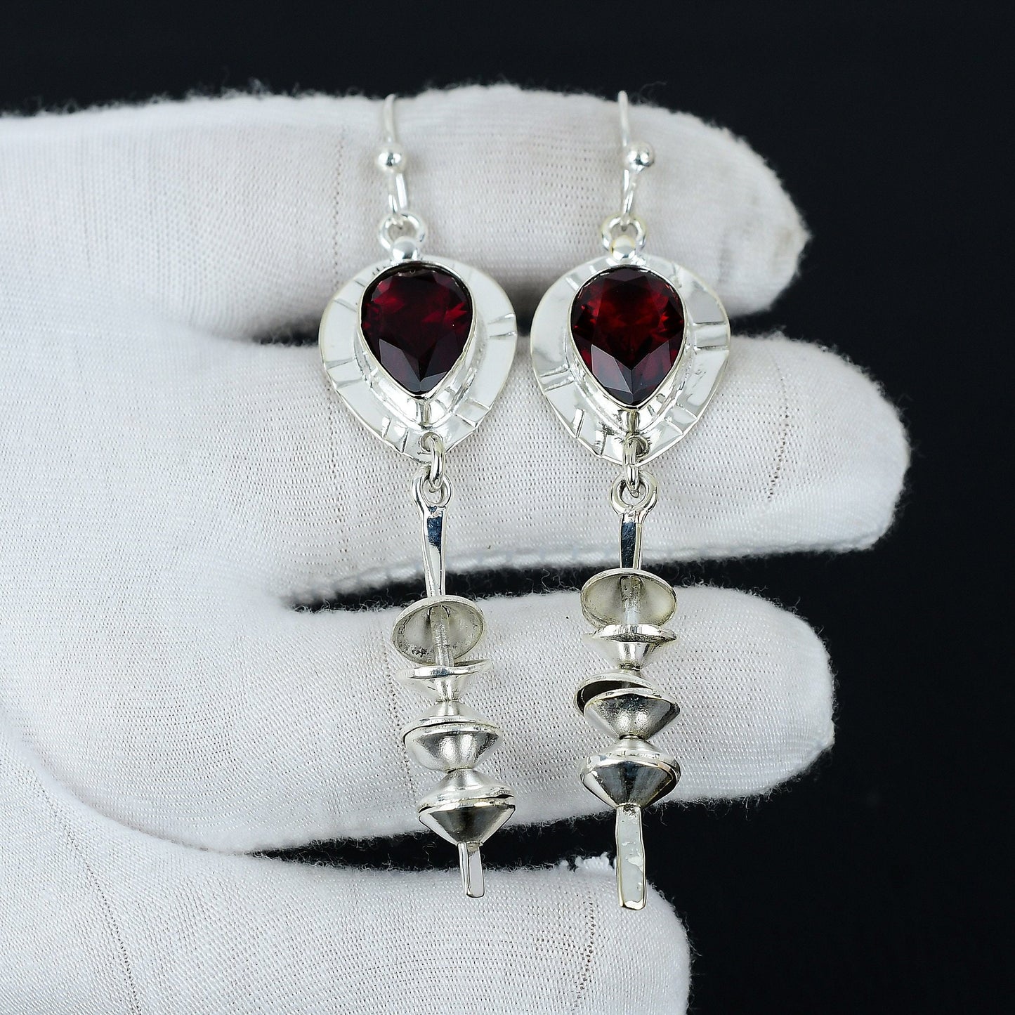 Red Garnet Gemstone Earrings