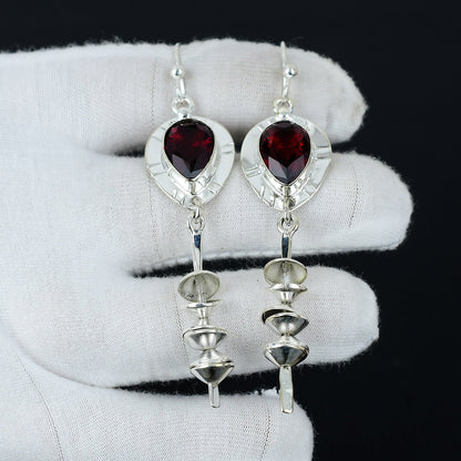 Red Garnet Gemstone Earrings