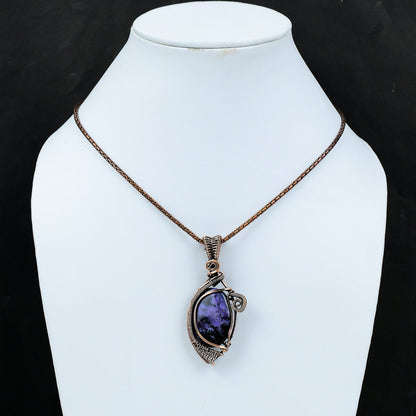 Purple Charoite Gemstone Copper Pendant