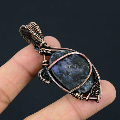Purple Charoite Gemstone Copper Pendant