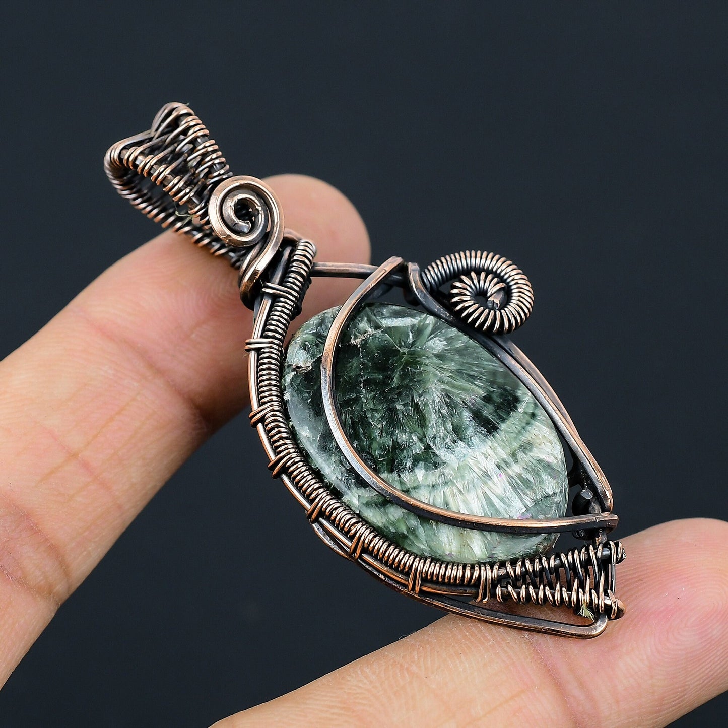 Green Seraphinite Gemstone Pendant