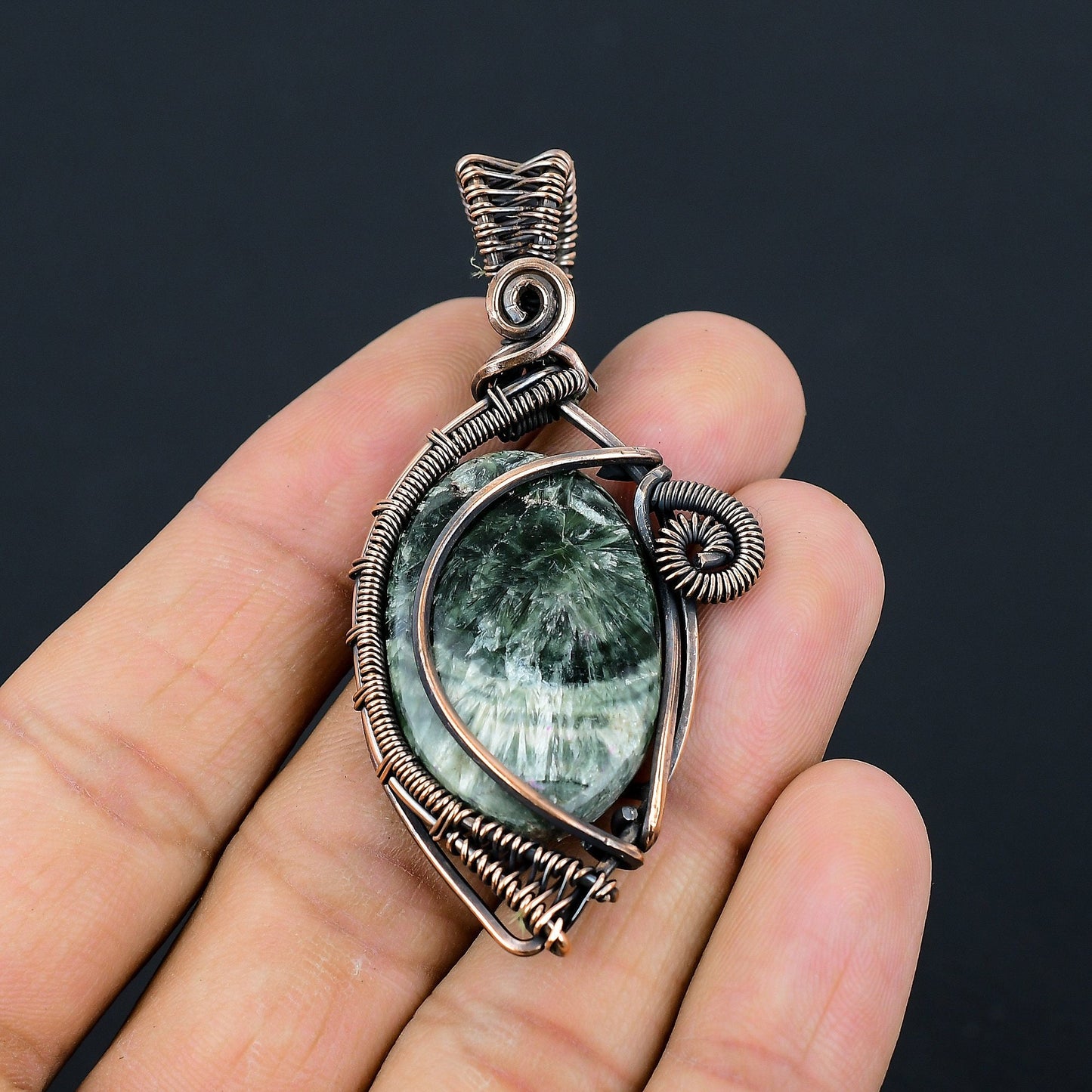 Green Seraphinite Gemstone Pendant