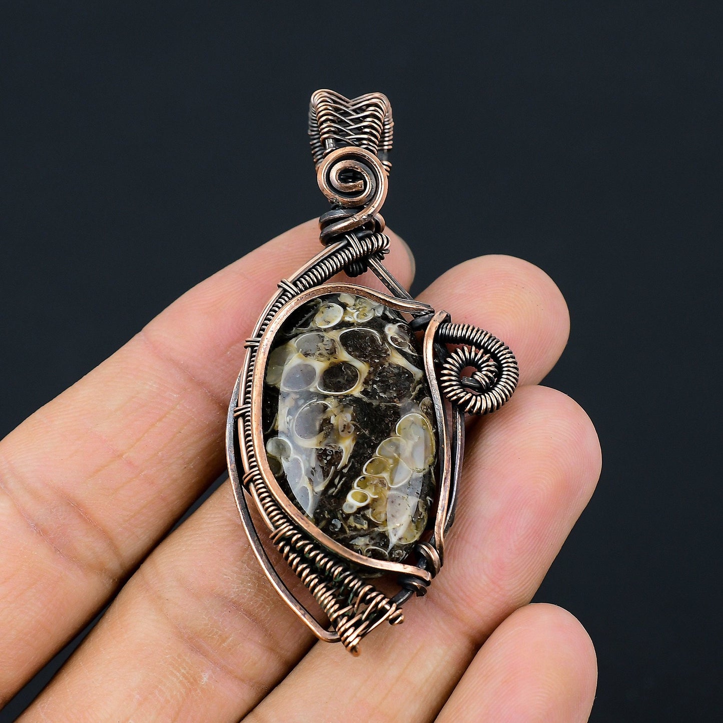 Brown Turritella Agate Gemstone Pendant