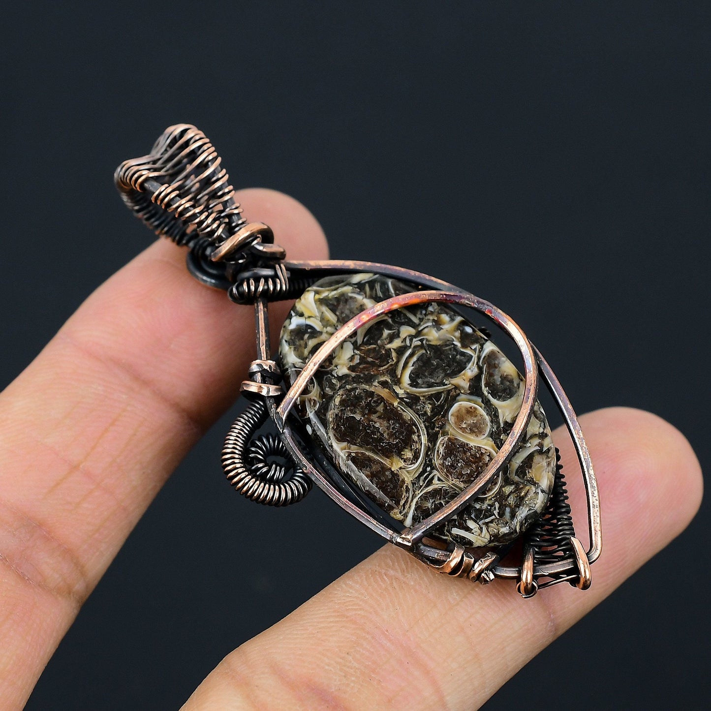Brown Turritella Agate Gemstone Pendant