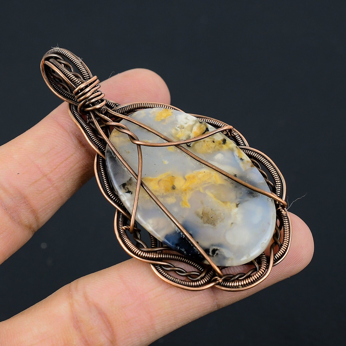 Golden Brown Tiger Dendrite Gemstone Pendant