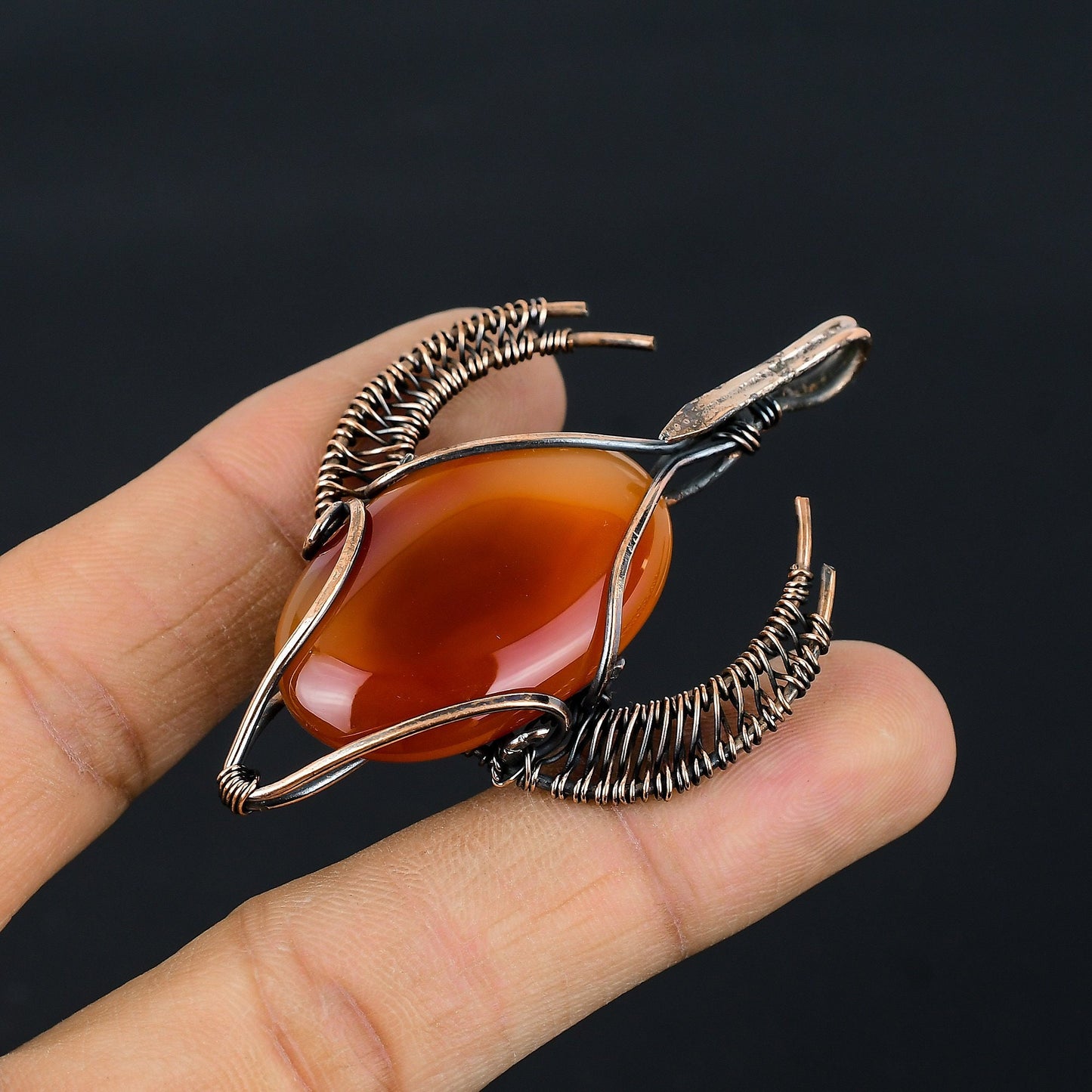 Orange Carnelian Gemstone Bull Pendant