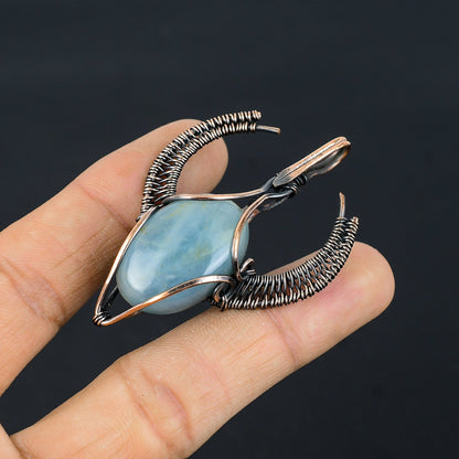 Aquamarine Blue Gemstone Bull Face Pendant