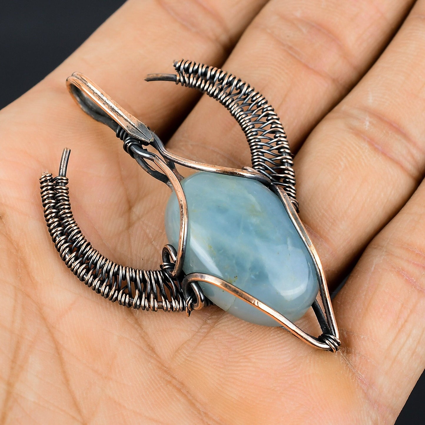 Aquamarine Blue Gemstone Bull Face Pendant
