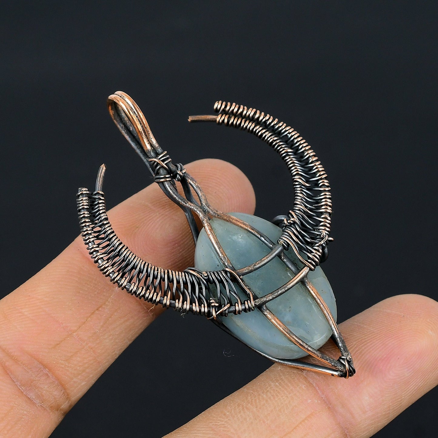 Aquamarine Blue Gemstone Bull Face Pendant