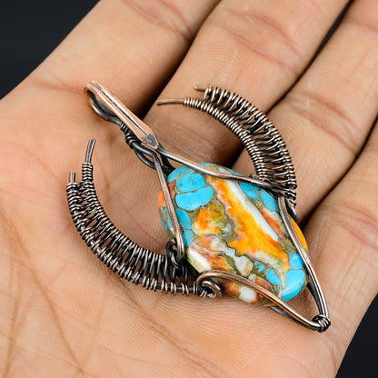 Orange Spiny Oyster Gemstone Pendant