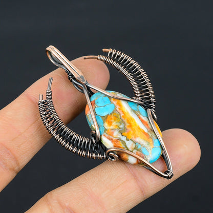 Orange Spiny Oyster Gemstone Pendant