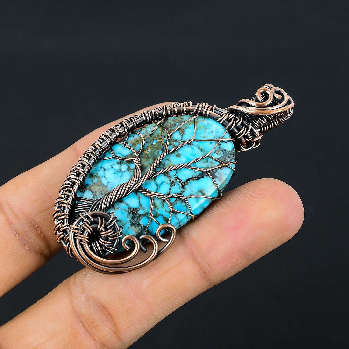 Turquoise Gemstone Tree of Life Pendant