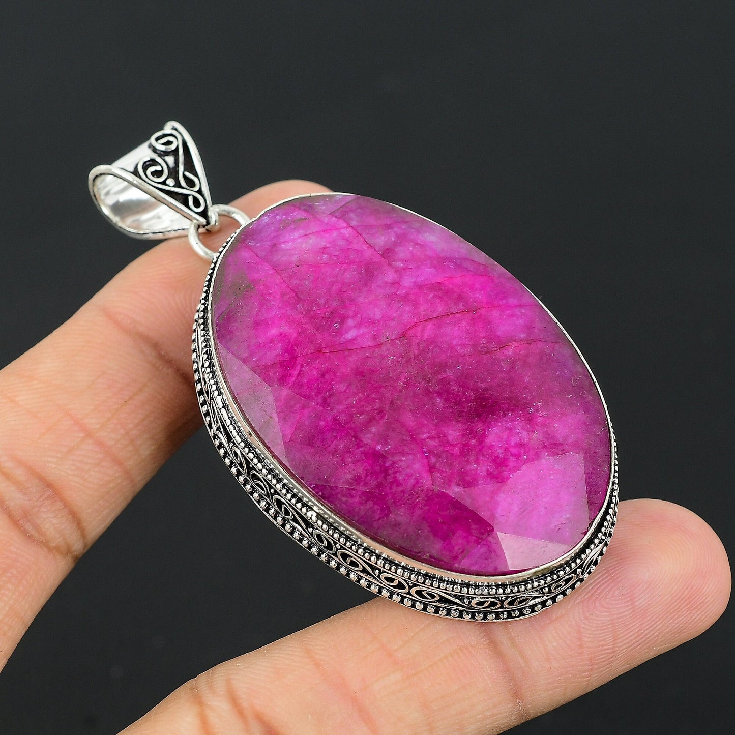 Ruby Gemstone Silver Pendant