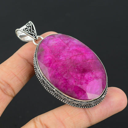 Ruby Gemstone Silver Pendant