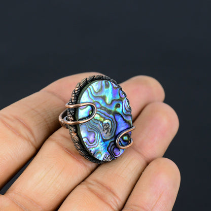 Blue-Green Copper Abalone Gemstone Ring