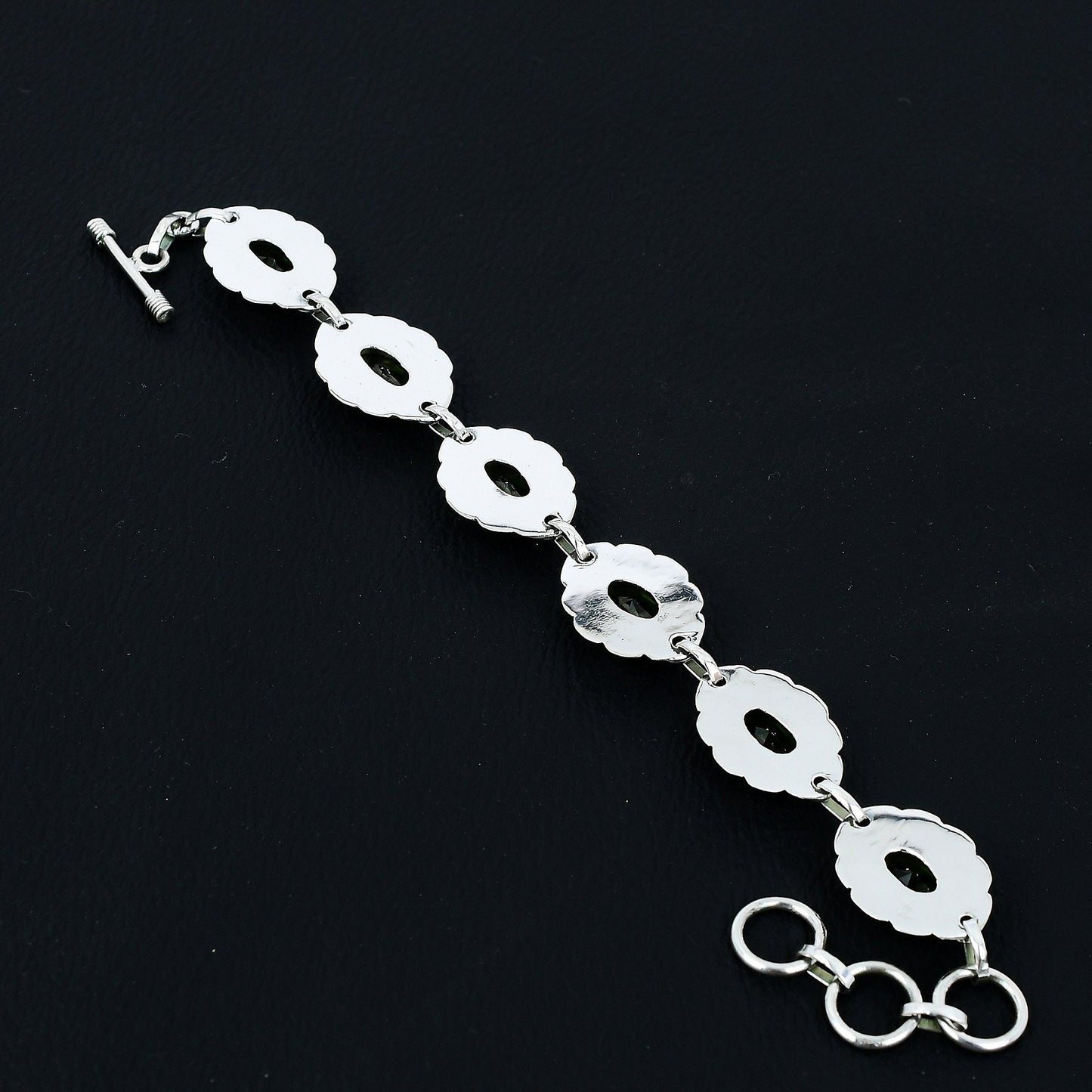 Green Peridot Gemstone Sterling Silver Bracelet