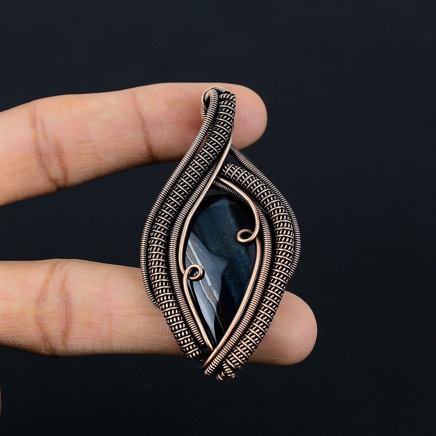 Blue Tiger Eye Gemstone Pendant