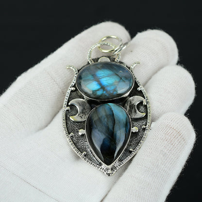 Blue Labradorite Double Gemstone Pendant