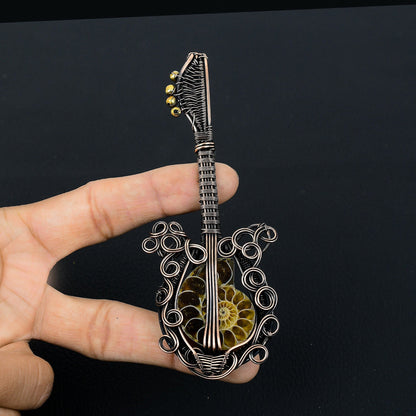 Copper Ammonite Gemstone Pendant