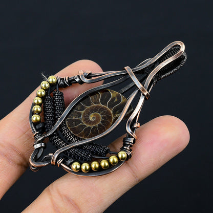 Copper Ammonite Gemstone Pendant