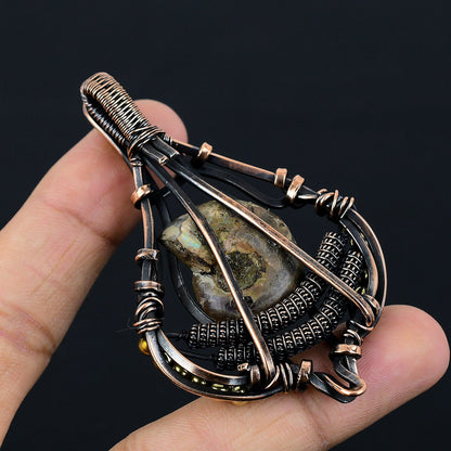 Copper Ammonite Gemstone Pendant