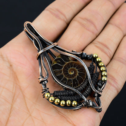 Copper Ammonite Gemstone Pendant