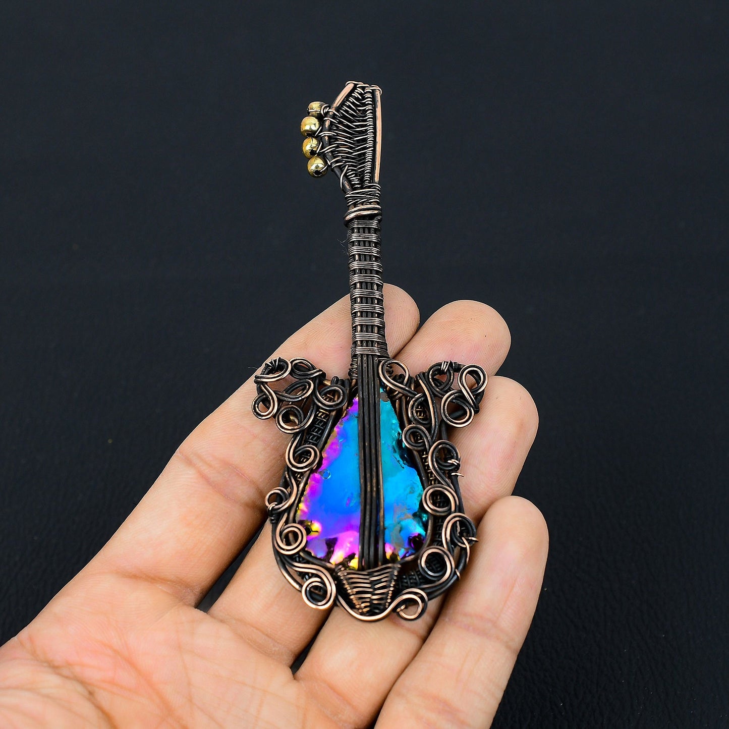 Rainbow Titanium Druzy Gemstone Pendant