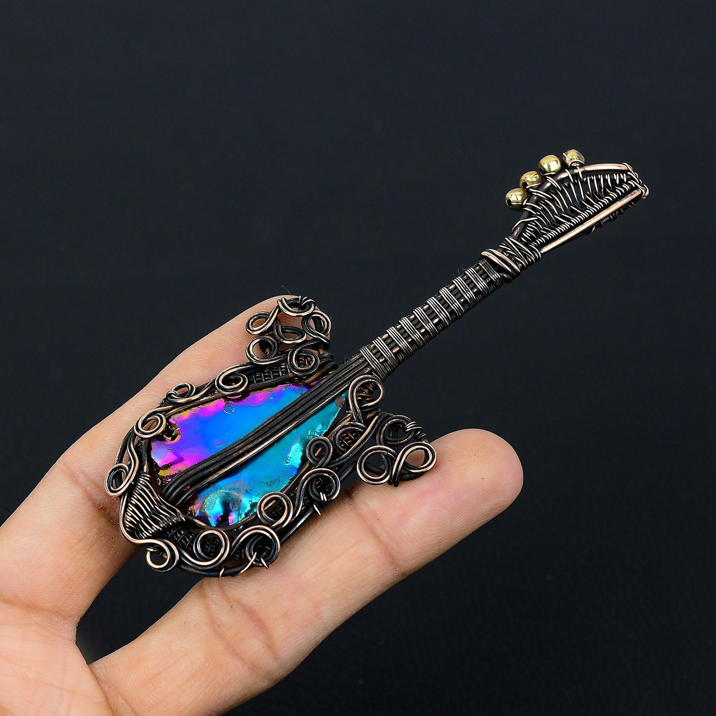 Rainbow Titanium Druzy Gemstone Pendant