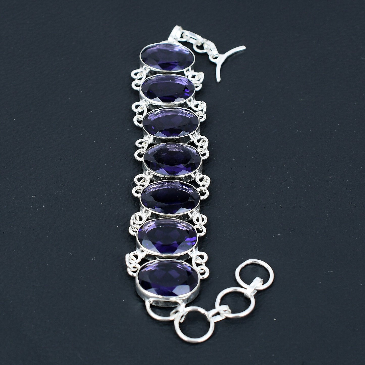 Purple Amethyst Sterling Silver Bracelet
