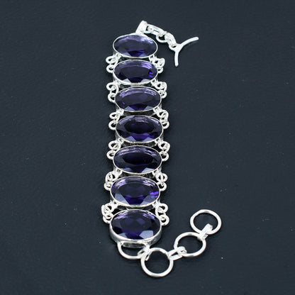 Purple Amethyst Sterling Silver Bracelet