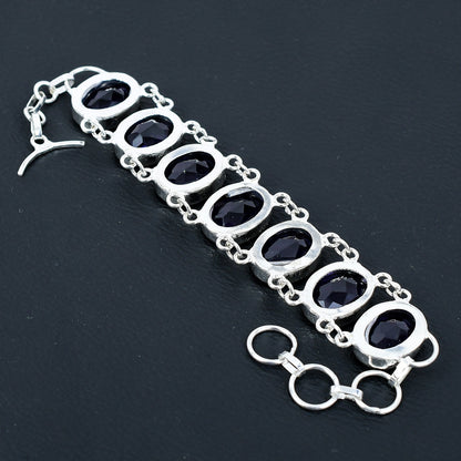 Purple Amethyst Sterling Silver Bracelet