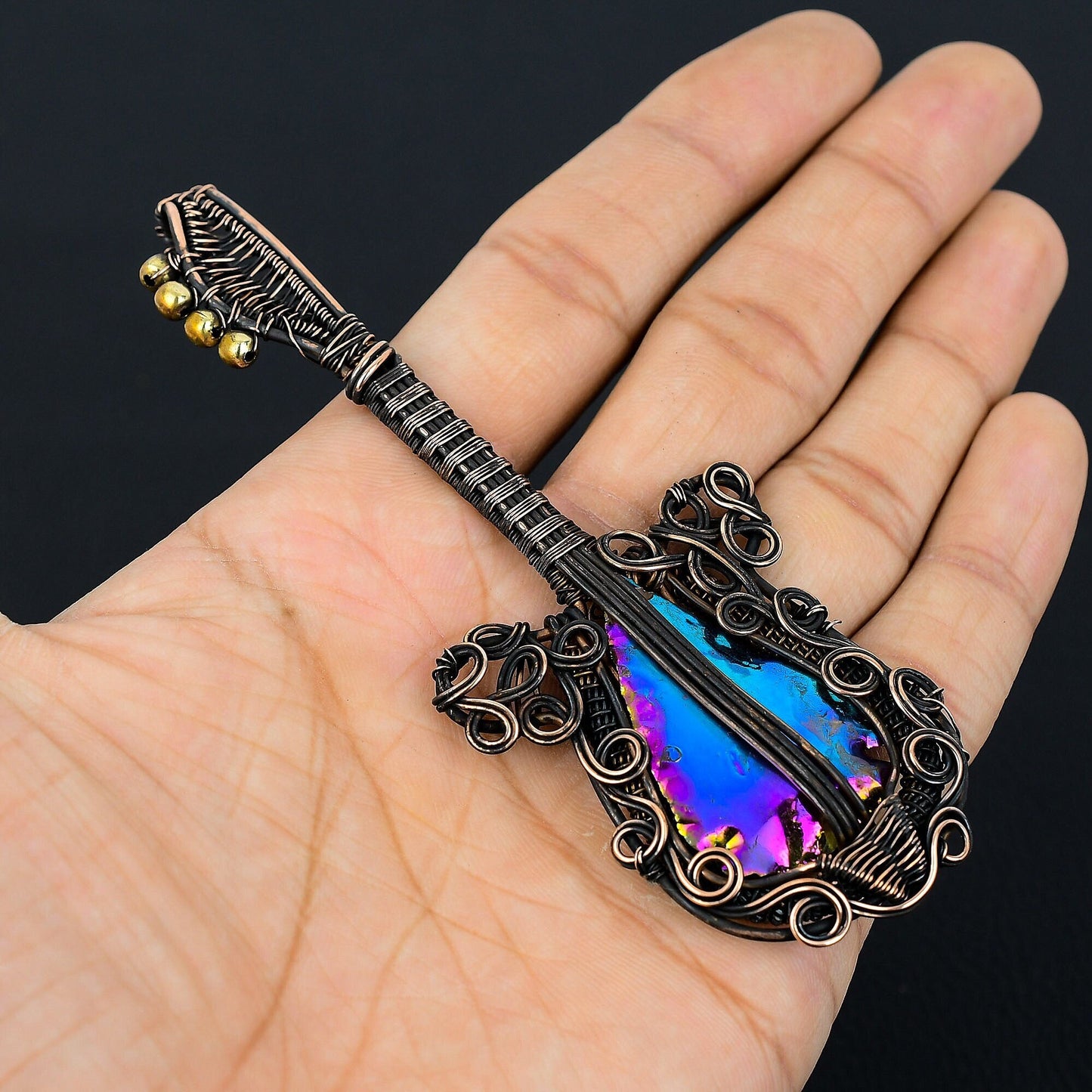 Rainbow Titanium Druzy Gemstone Pendant
