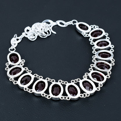 Red Garnet Sterling Silver Necklace