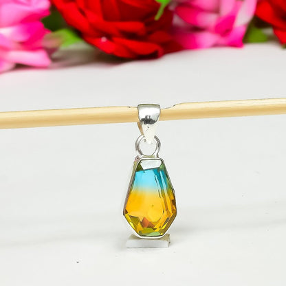 Green & Pink Tourmaline Sterling Silver Pendant