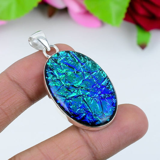 Dainty Blue Triplet Opal Pendant